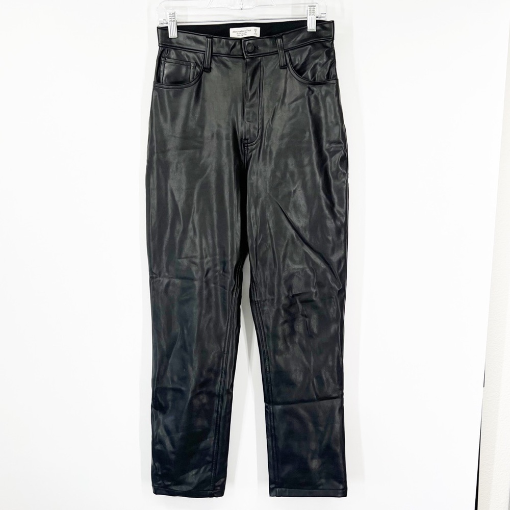 Abercrombie & Fitch Curve Love ‘90s Straight Pants Ultra High Rise Faux Leather